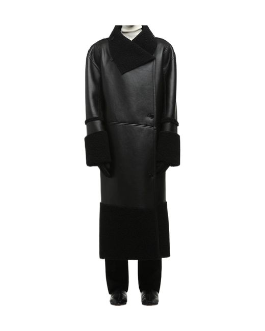 Entire studios Black Shearling Long Coat for men