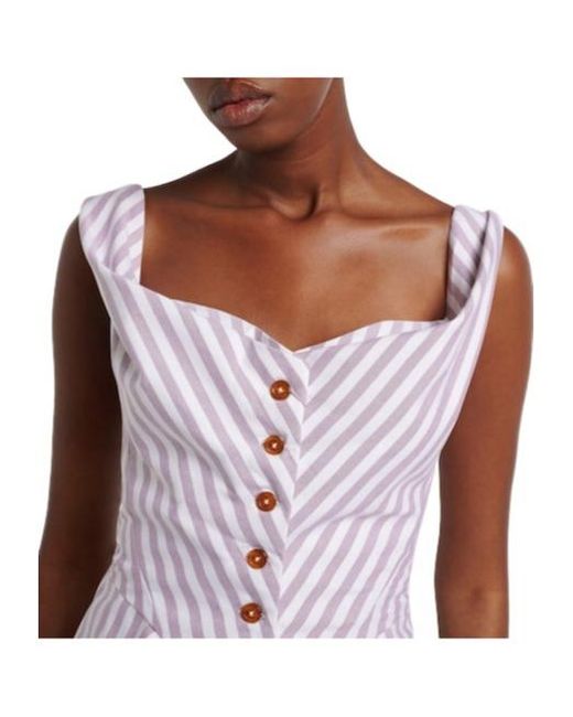 Vivienne Westwood Purple Lilac And Striped Strapless Corset-Style Top