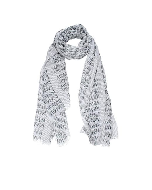 Armani Collezioni White Letter Printed Pattern Scarf for men