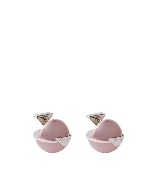 Prada Pink Metal And Plexiglas Earrings