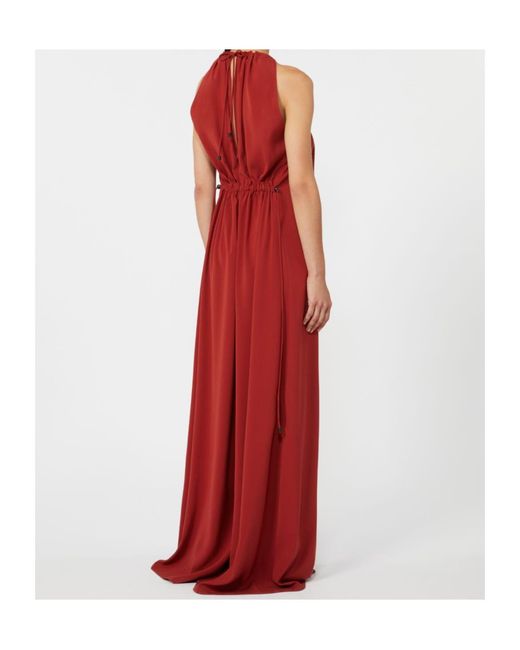 Max Mara Red Satin Halterneck Jumpsuit