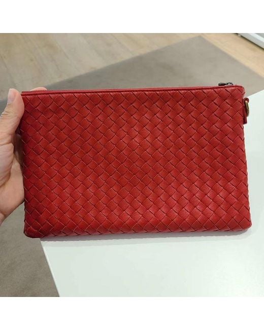 Bottega Veneta Red Woven Crossbody Bag
