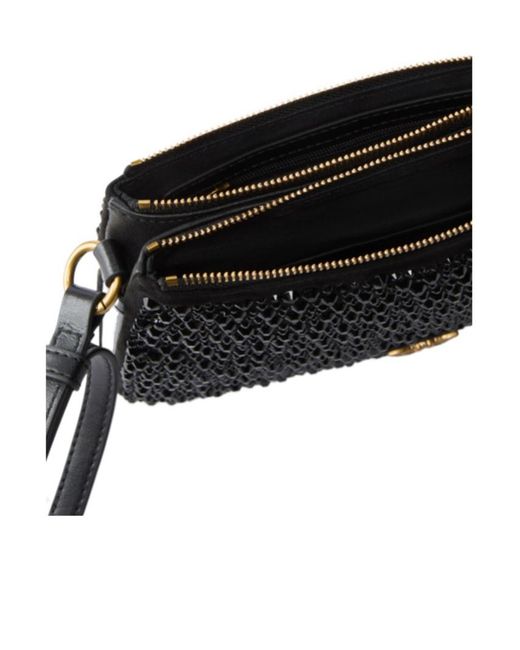 Pinko White Mini Double Bag Fully Embellished Shoulder Bag