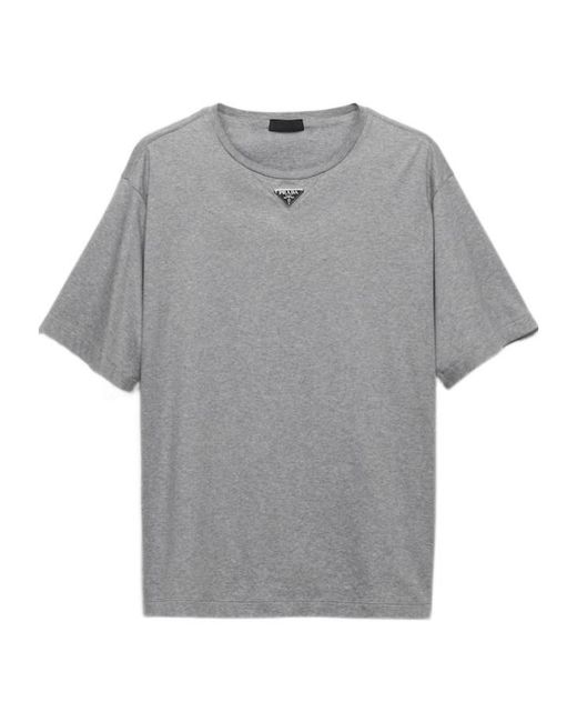 Prada Gray Cotton T-Shirt for men
