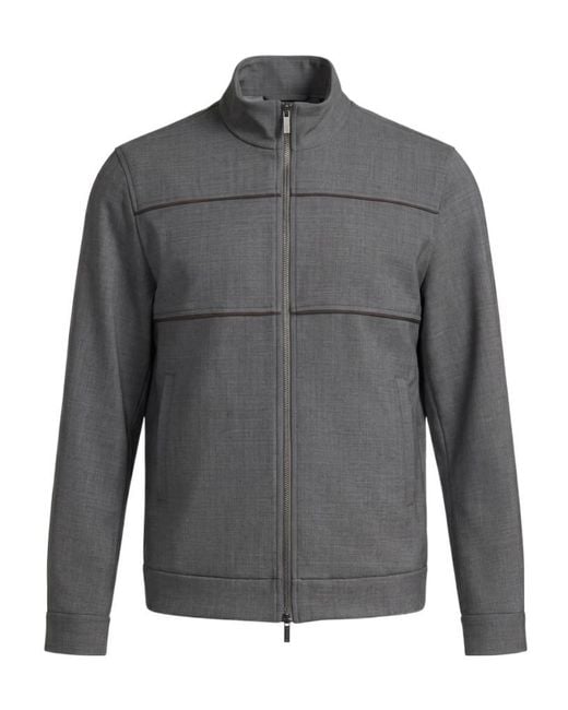 Peserico Gray Casual Zip-Up Jacket for men
