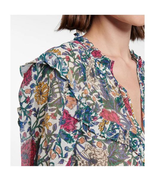 Veronica Beard Multicolor Abuela Floral Print Blouse