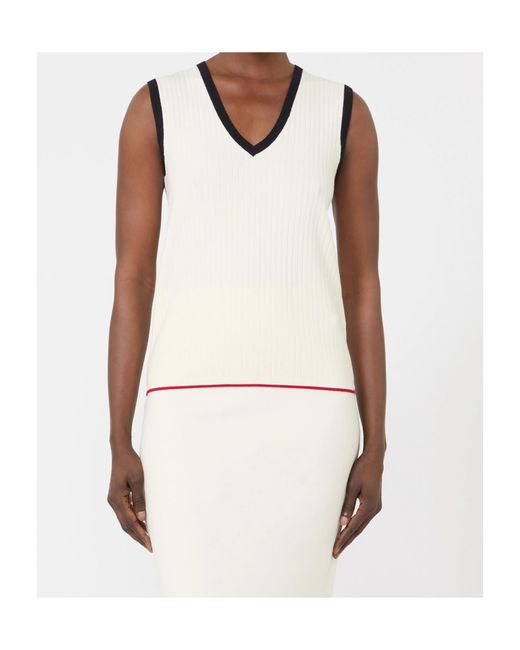 Max Mara White Studio Umile Ribbed V-Neck Knitted Top
