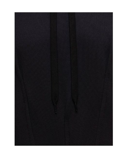 Valentino Black Pleated Drawstring Long-Sleeved Hoodie for men