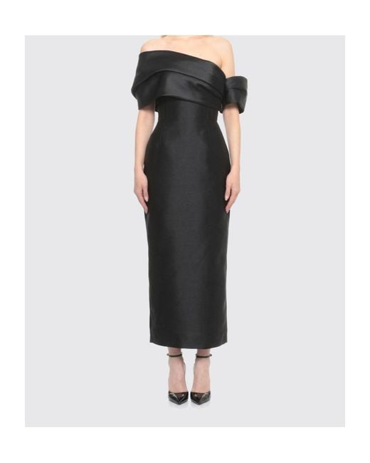 Solace London Black London Off-Shoulder Midi Dress