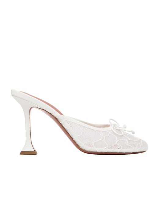 AMINA MUADDI White Lila 95 Lace Mules