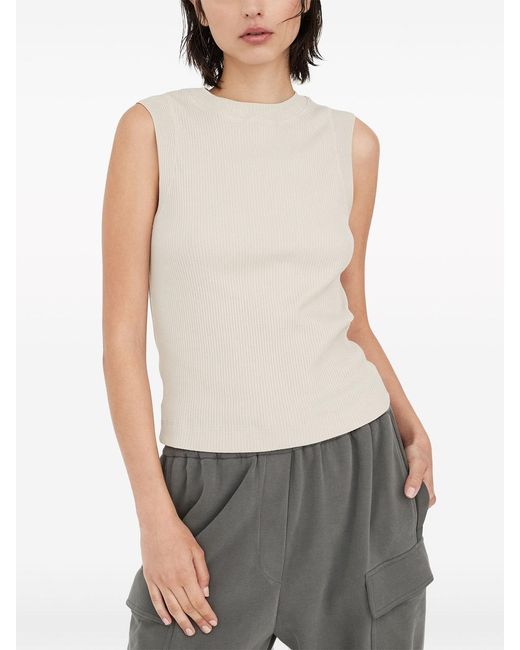 Brunello Cucinelli Gray Knitted Crewneck Tank Top