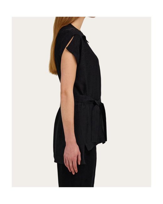Ferragamo Black Ferragamo Monogram Waist Detailed Blouse