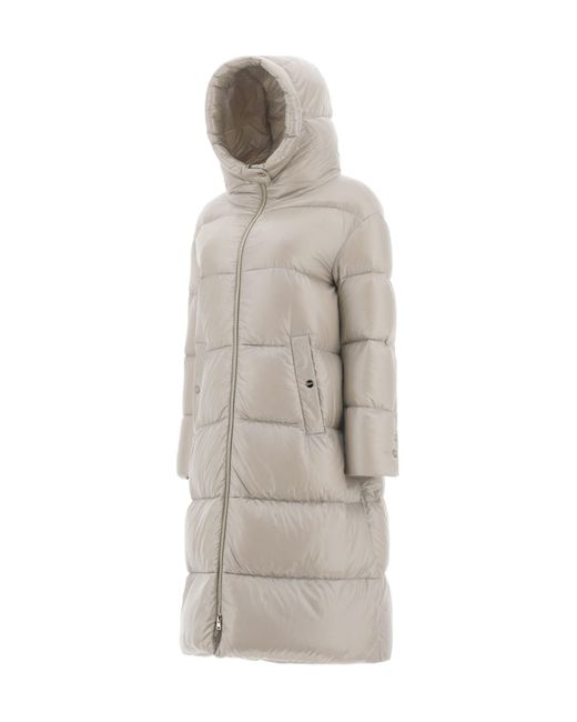 Herno Gray Padded Zip-Up Long Coat