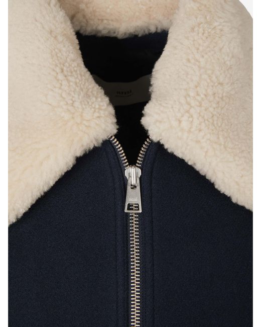 AMI Blue Long-Sleeved Zipped Jacket for men