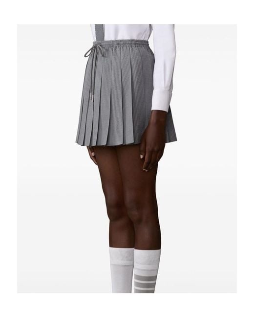 Thom Browne Gray Drawstring Pleated Mini Skirt