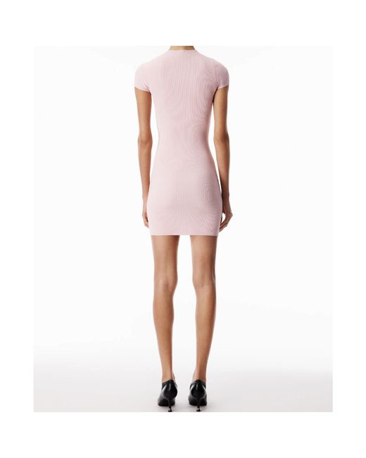 Alexander Wang Pink Ribbed Logo Knitted Dress