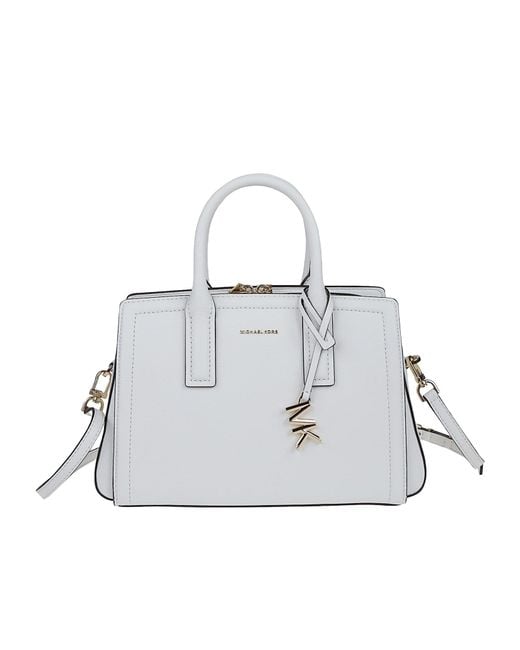 MICHAEL Michael Kors White Laila Small Pebbled Satchel Bag