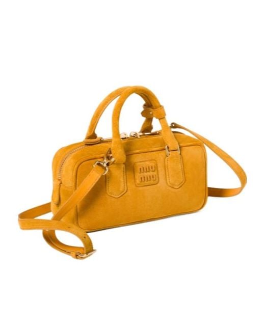 Miu Miu Orange Arcadie Zipped Tote Bag