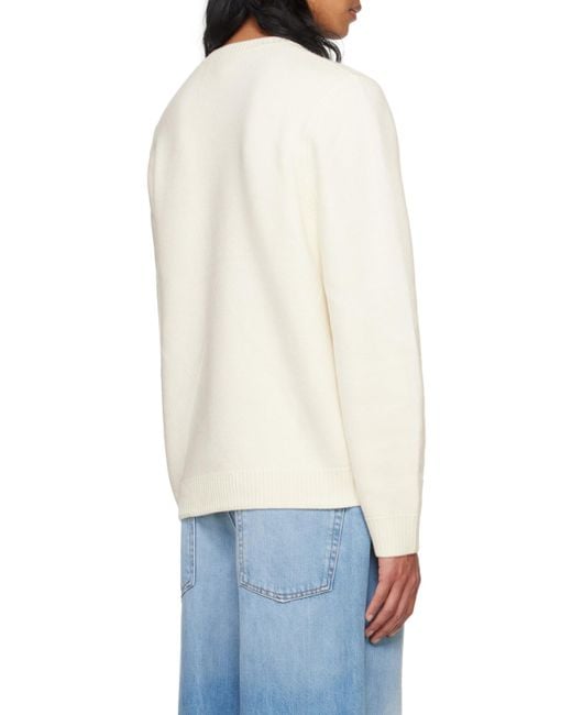 A.P.C. White Edward Logo Intarsia-Knit Crewneck Jumper for men