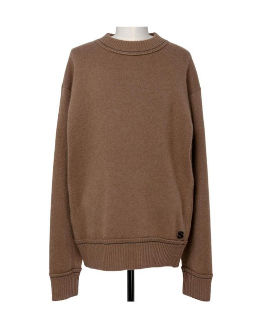 Sacai Brown Long Sleeved Crewneck Knitted Jumper for men