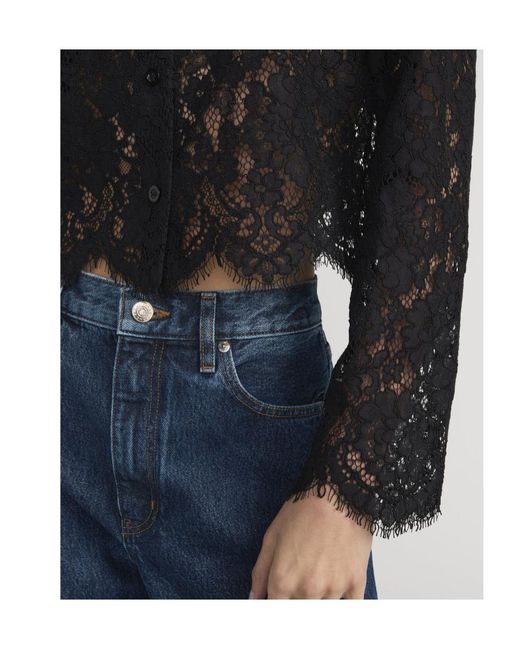 FRAME Black Lace Buttoned Shirt