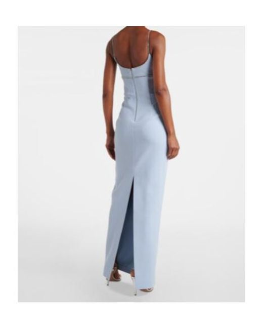 Rebecca Vallance Blue Bow-Detail Embellished Crêpe Gown