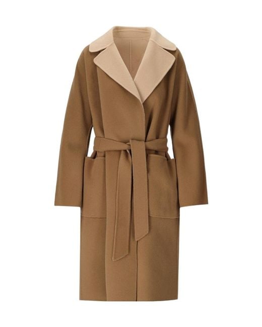 Weekend by Maxmara Brown Waist Waist Long-Sleeved Double-Sided Coat