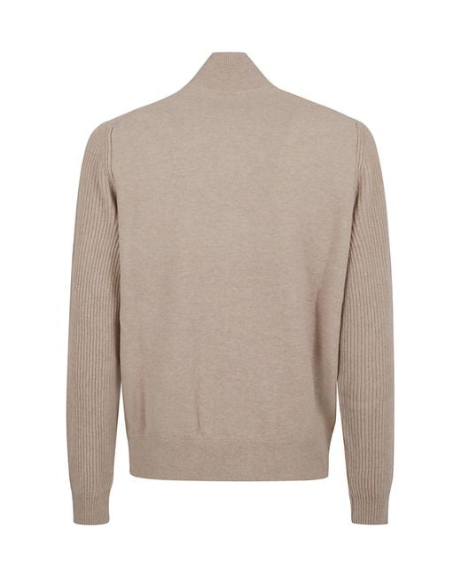 Lardini Natural High-Neck Buttoned Knitted Cardigan for men