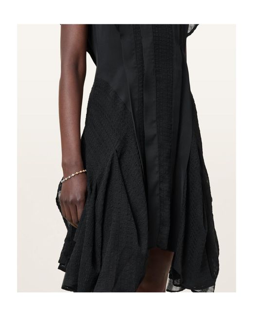 AllSaints Black Flutter Sleeve Dress