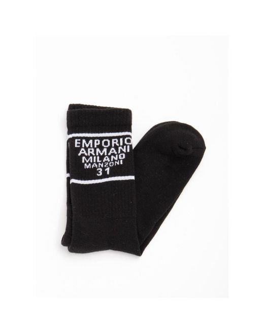 Emporio Armani Black Logo Decoration Socks Two-Piece Pack for men