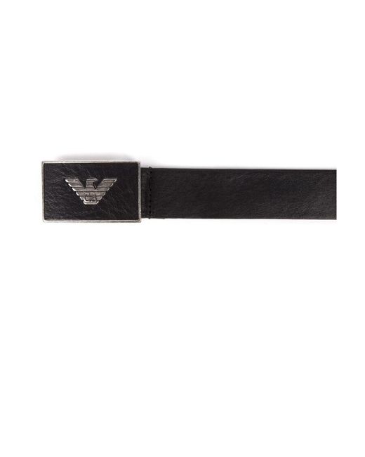 Emporio Armani White Logo Plaque Belt for men