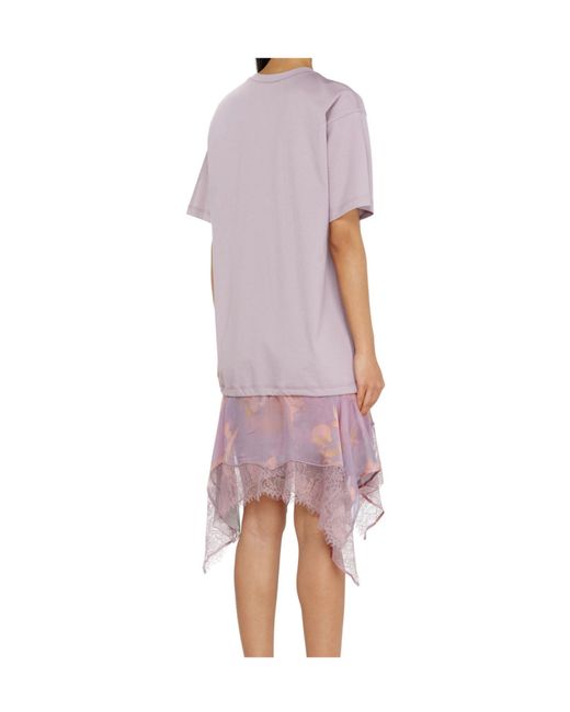 DIESEL Pink Crewneck Lace Detail Dress