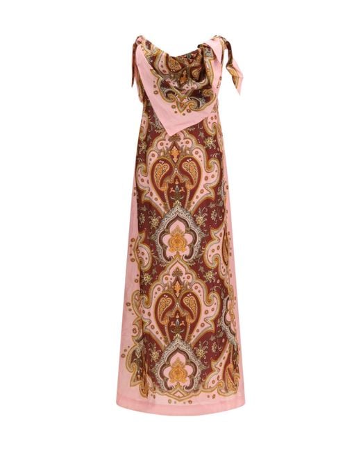 ALÉMAIS Brown Porter Bandana Print Maxi Dress