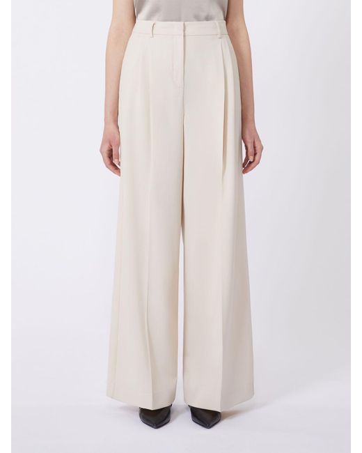 Weekend by Maxmara White Pleated Wide-Leg Trousers