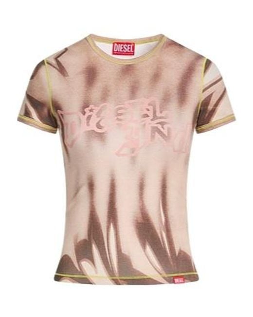 DIESEL Pink Round-Neck Short-Sleeved T-Shirt