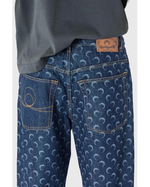 MARINE SERRE Blue Denim Straight Jeans for men
