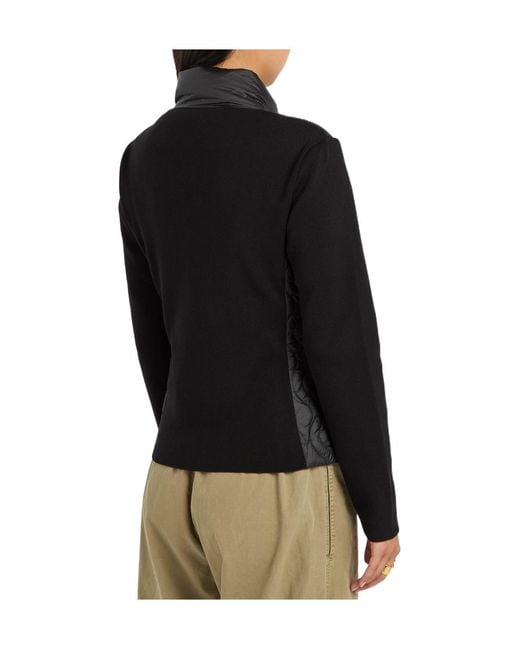 Moncler Black Quilted Cotton And Nylon Cardigan