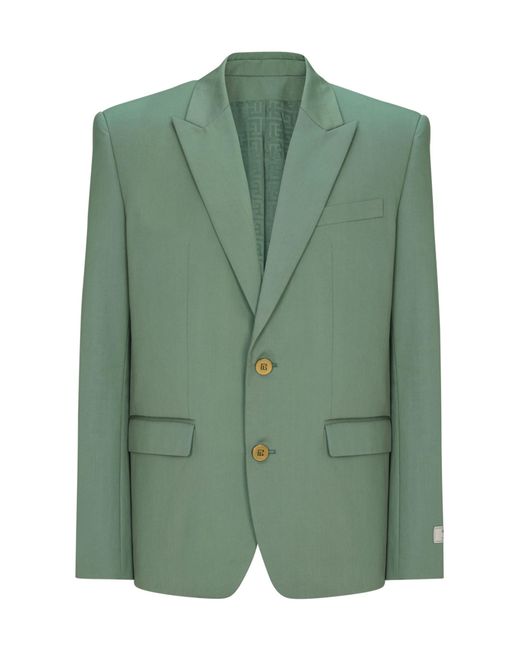 Balmain Green Cotton Twill 2-Button Jacket for men