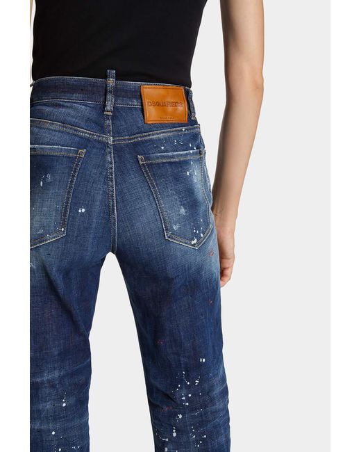 DSquared² Blue Distressed Straight-Leg Jeans