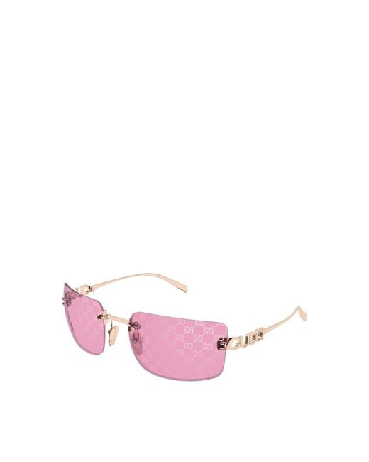 Gucci Pink Metal Sunglasses