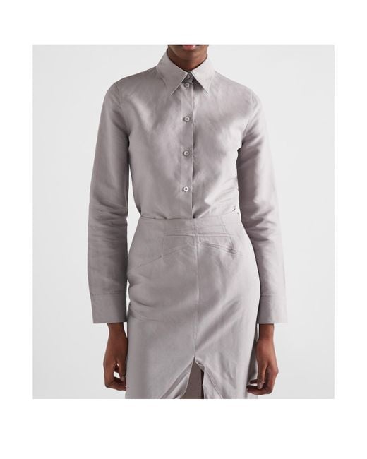 Prada Gray Long-Sleeved Button-Up Shirt
