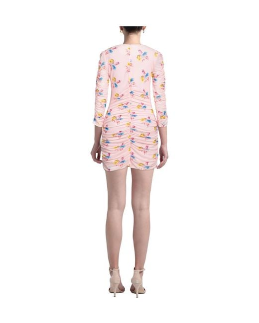 Ganni Pink Floral-Print Short Dresses