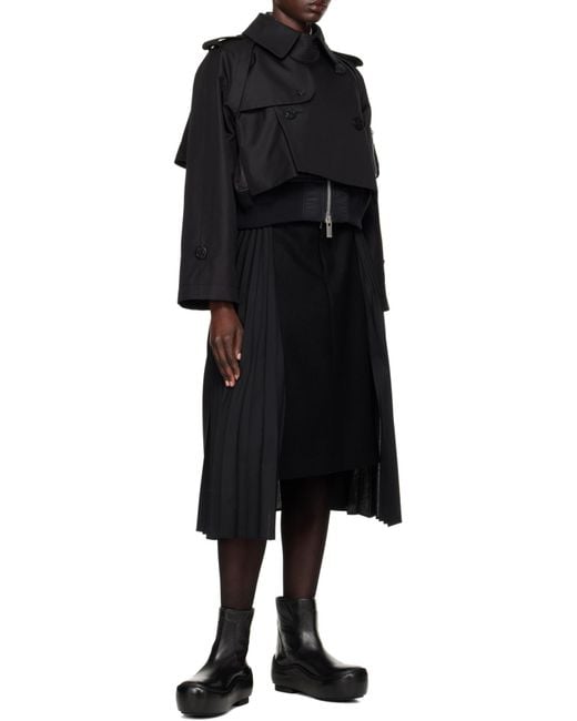 Sacai Black Layered Cropped Jacket