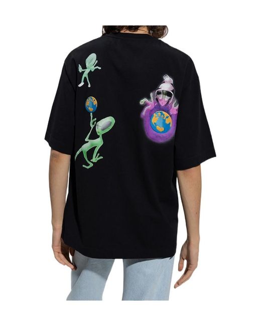 Off-White c/o Virgil Abloh Black Alien-Print Cotton T-Shirt for men
