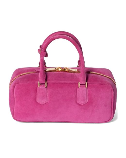 Miu Miu Pink Arcadie Logo Embossed Tote Bag