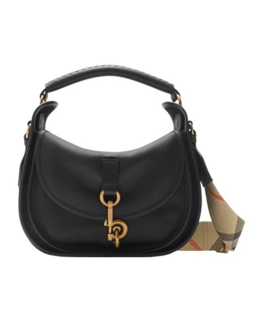 Burberry Black Small B Clip Foldover-Top Crossbody Bag