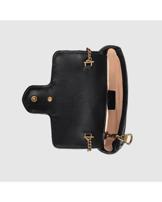 Gucci Black Gg Marmont Matelassé Super Mini Bag