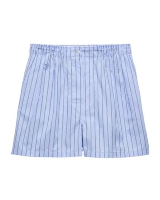 Prada Blue Elasticated Waistband Striped Shorts