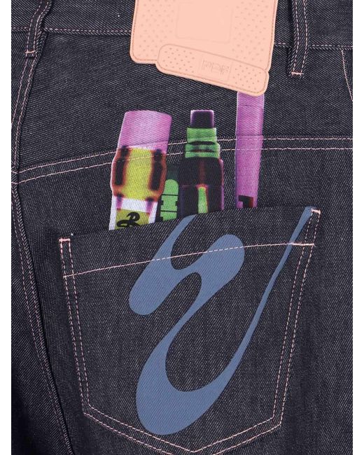 PDF CHANNEL Blue Pdf Oversized Wide-Leg Jeans for men
