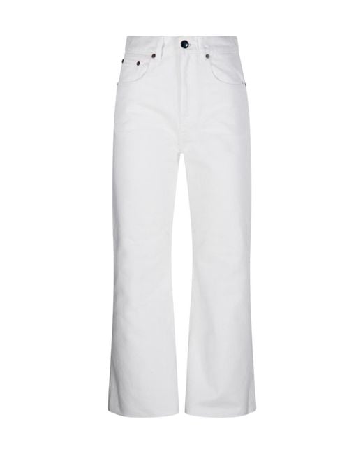 Victoria Beckham White Logo-Patch Bootcut Jeans